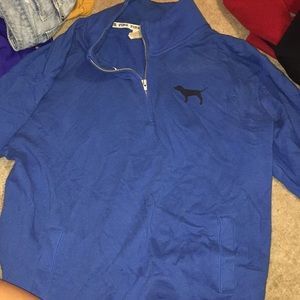 Blue half zip pink pull over